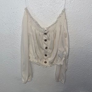 Off the shoulder, long sleeve top